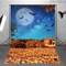 5x7ft Polyester Halloween Backdrop Moonlight Pumpkin Fallen Leaves Photography Background for Birthday Baby Shower Trick or Treat Party Decoration Banner Photo Studio Props